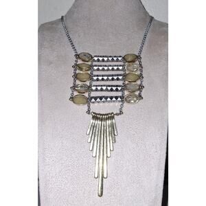 Lucky Brand Vintage Ladder Burst Fringe Necklace | Silver & Gold Mixed Metals